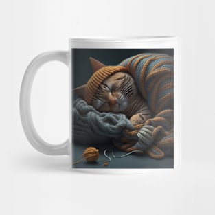 Sleepy Kitty Cat Knitten Kitten Mug